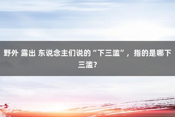 野外 露出 东说念主们说的“下三滥”，指的是哪下三滥？
