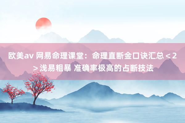 欧美av 网易命理课堂:命理直断金口诀汇总<2>浅易粗暴 准确率极高的占断技法
