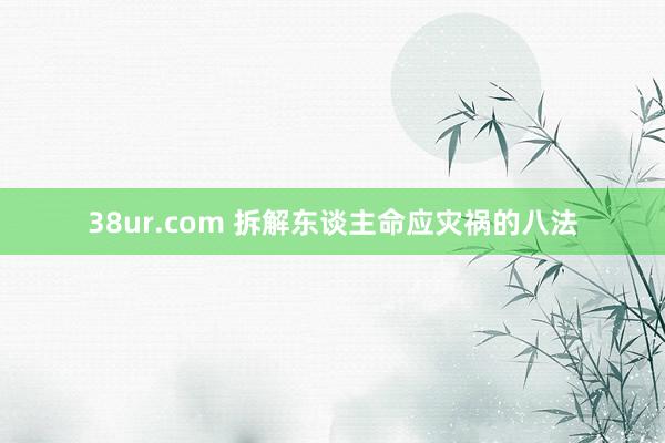 38ur.com 拆解东谈主命应灾祸的八法